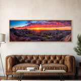 Photographic Panoramic of Badlands National Park, Sunset Photography, National Park Art, Framed Canvas Print, Landscape Photography