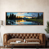 Photographic Panoramic of Banff National Park, Sunset Photography, National Park Art, Framed Canvas Print, Landscape Photography