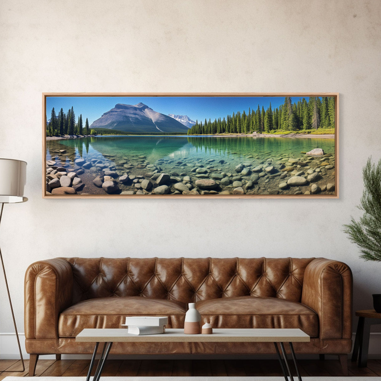 Photographic Panoramic of Banff National Park, Sunset Photography, National Park Art, Framed Canvas Print, Landscape Photography