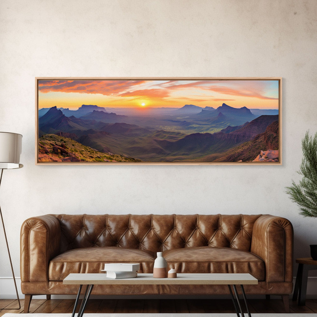 Photographic Panoramic of Big Bend National Park, Sunset Photography, National Park Art, Framed Canvas Print, Landscape Photography