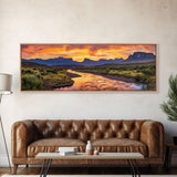 Photographic Panoramic of Big Bend Texas National Park, Sunset Photography, National Park Art, Framed Canvas Print, Landscape Photography