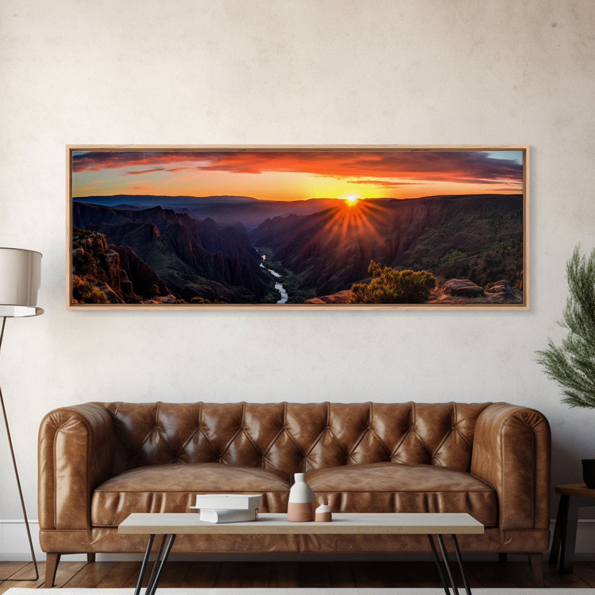 Photographic Panoramic of Black Canyon Of The Gunnison National Park, Sunset Photography, Framed Canvas Print, Landscape Photography