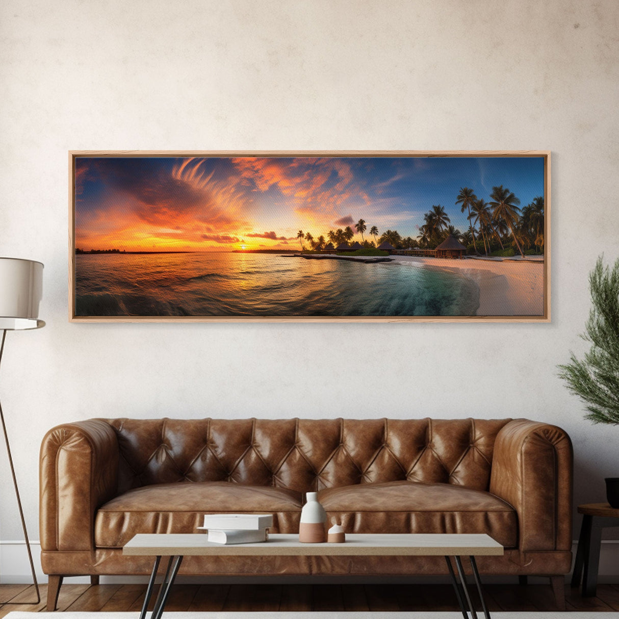 Panoramic Print of Maldives Beaches at Sunset Extra Large Wall Art, Panoramic Wall Art, Panoramic Landscape Print, Landscape Photography