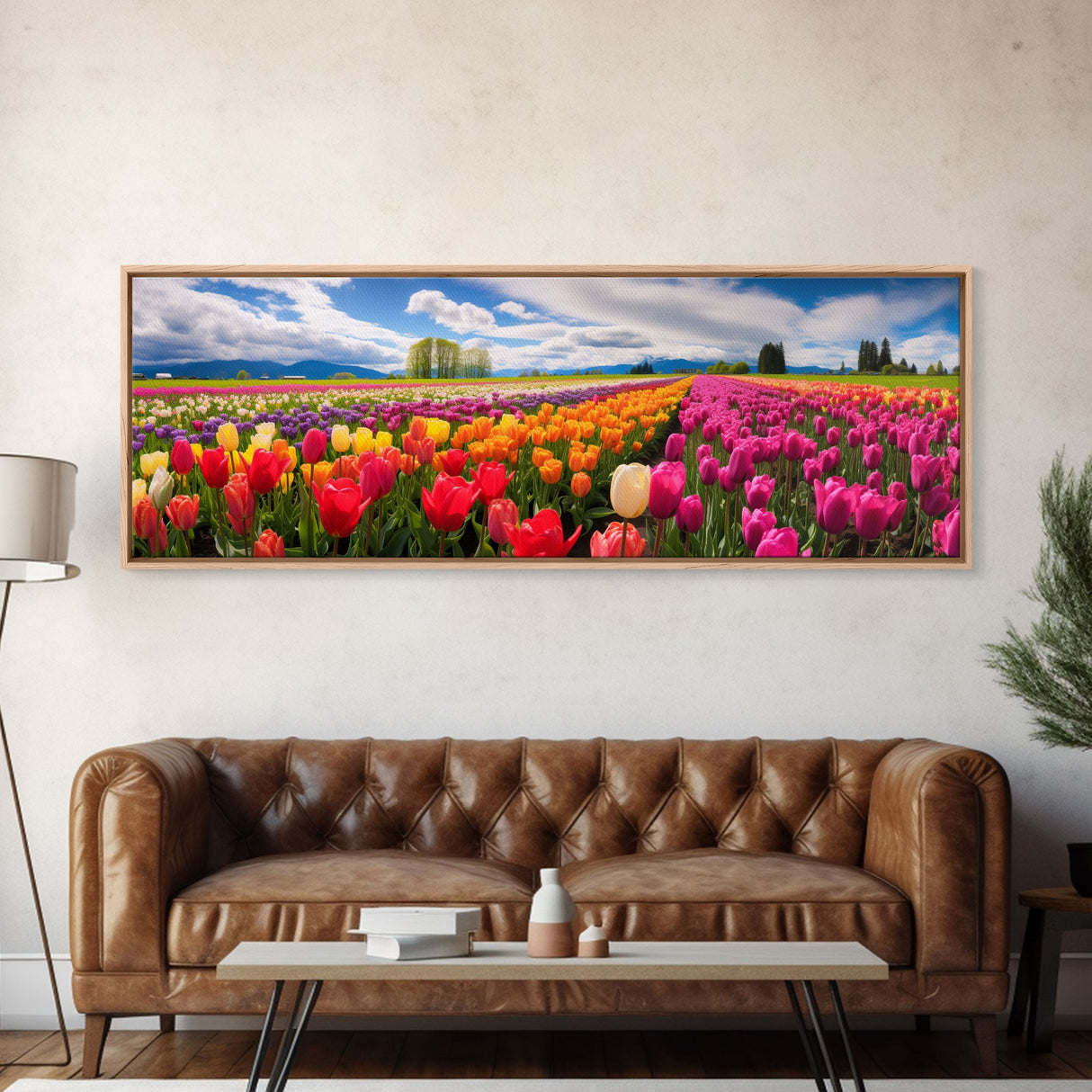 Panoramic Print of Tulip Fields of Skagit Valley Extra Large Wall Art, Panoramic Wall Art, Panoramic Landscape Print, Landscape Photography