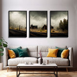 Abandoned Ghost Town, Wild America, 3 Piece Wall Art, Ready To Hang Canvas Print, Cool Living Room Wall Art Decor