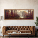 Hazy Forest Fantasy Art, Ready To Hang Canvas Print, Panoramic Art, Fog Covered Forest High Fantasy RPG Concept Art