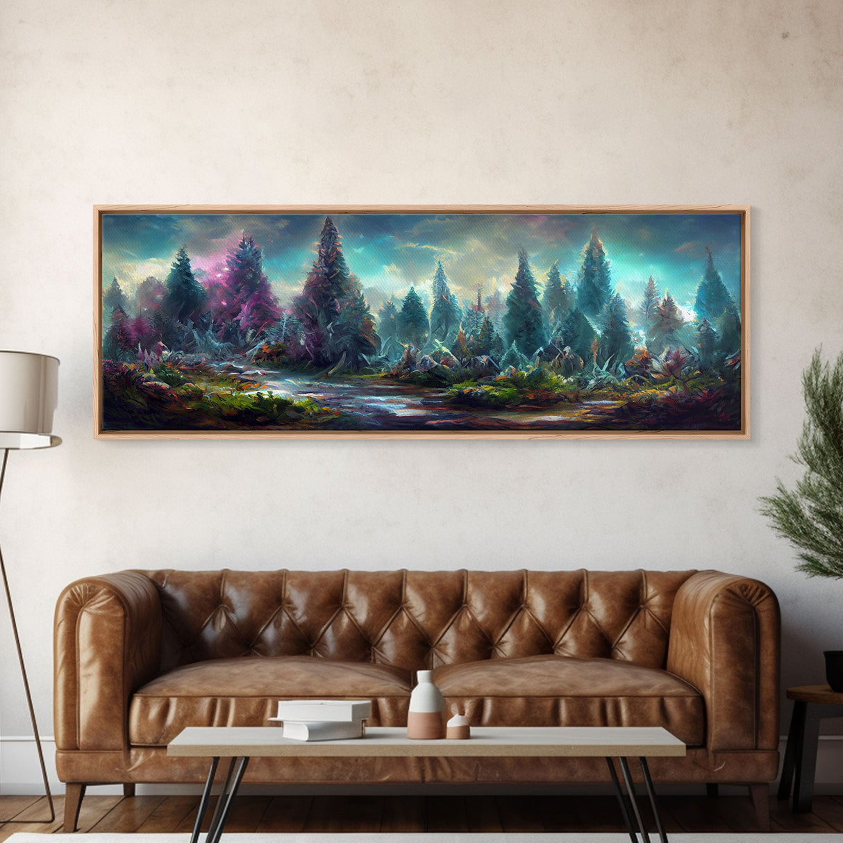 High Fantasy Forest Wall Art, Ready To Hang Canvas Print, Panoramic Art, Fantasy RPG Concept Art