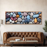 The Lake Bed, Photography Print Wall Art, Framed Canvas Print, Panoramic Extra Large Wall Decor, Stones and Rocks Photography