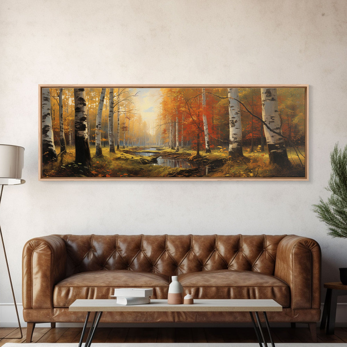 The Birch Trees, Autumn Forest, Autumn Centerpiece, Fall Decor, Fall Centerpiece Wall Art, Center Piece Art, Panoramic Wall Art