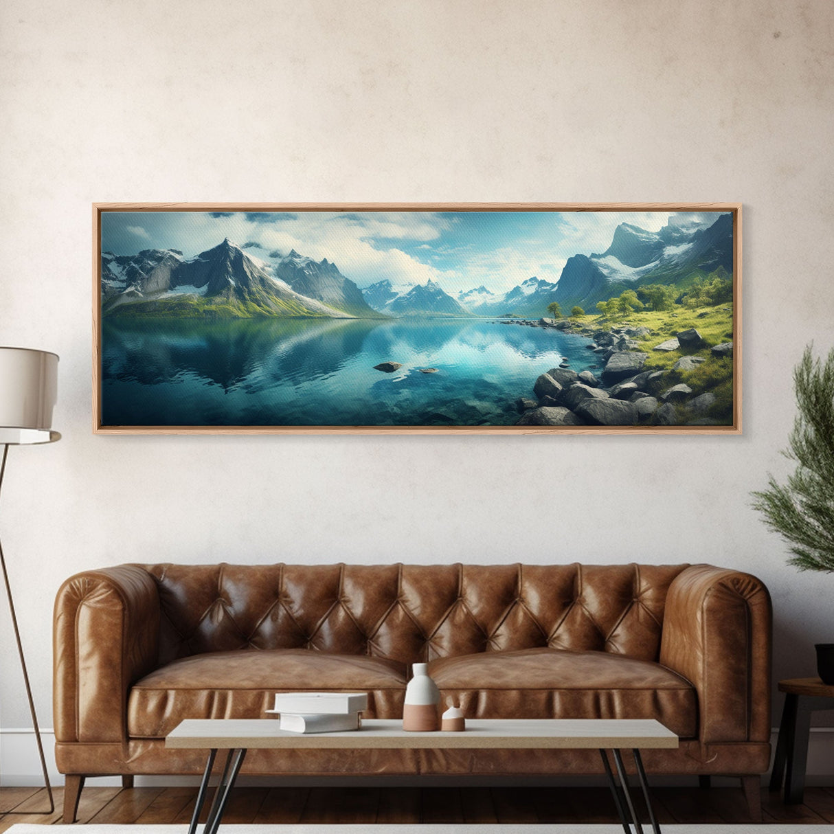 Panoramic Photography Print Of Fjords of Norway, Framed Canvas Print, Panoramic Landscape Photography Art