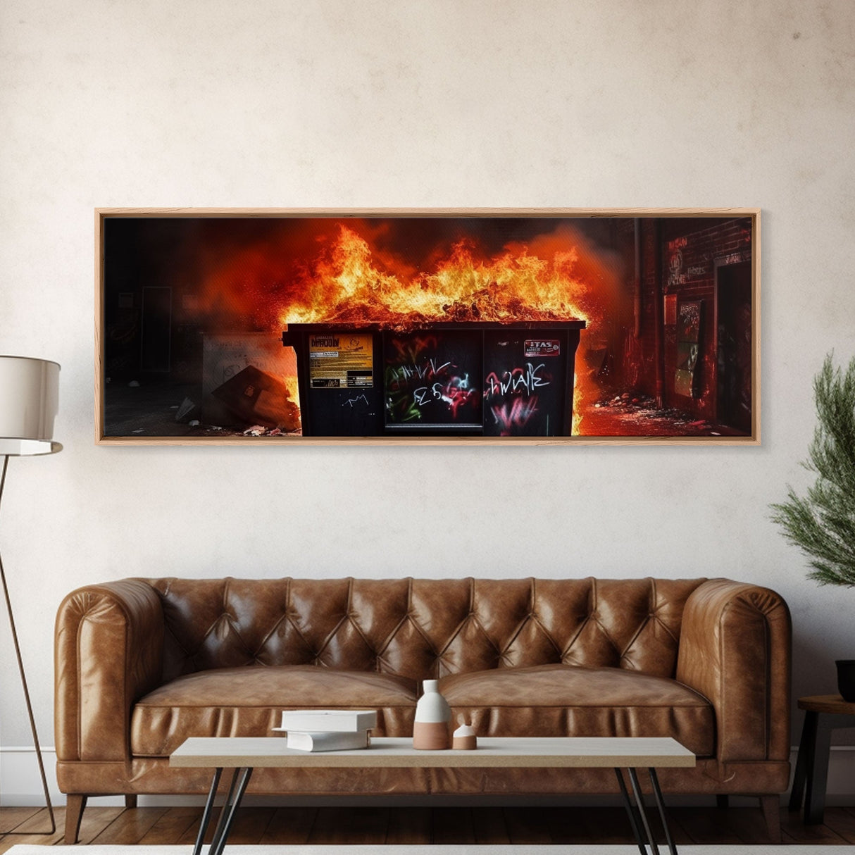 A Dumpster Fire, Panoramic Canvas Print, Wall Art, Living Room Wall Art