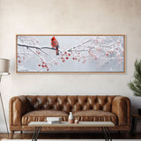 Panoramic Print of a Cardinal In A Snow Storm, Winter Decor, Christmas Centerpiece, Beautiful Animal Print, Animal Painting, Canvas Print