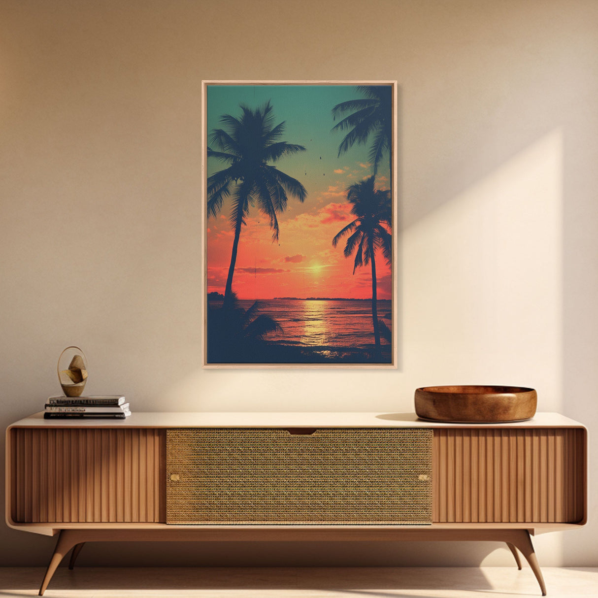 Tropical Wall Art, Palm Tree Art, Sunset, Beach Art, Canvas Print, Wall Hanging, Portrait Art, Home Office Art, Family Home Decor, RV Decor