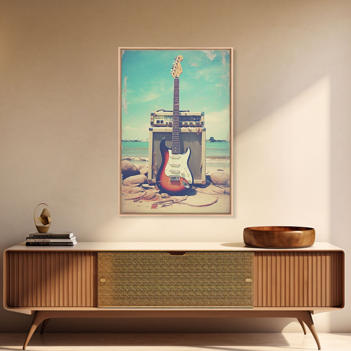 Electric Guitar, Guitar Wall Art, Music Wall Art, Canvas Print, Wall Hanging, Portrait Art, Guitar Player Gift, Music Wall Decor, Beach Art