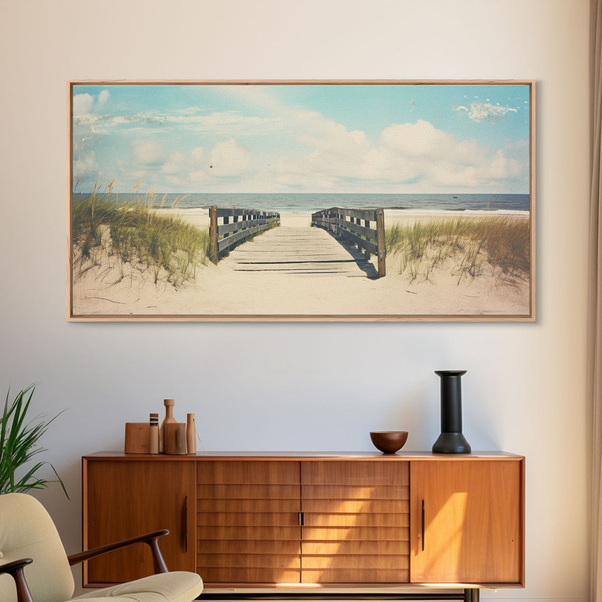 The Boardwalk Framed Canvas Print - Unique Beach Art - South Florida Photography Print - Florida Beaches - Beachhouse Decor Wall Art