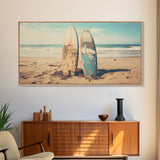 Abandoned Surfboards On Miami Beaches In the 1980s - Framed Canvas Print - Photography Print - Vaporwave Aesthetic Wall Art