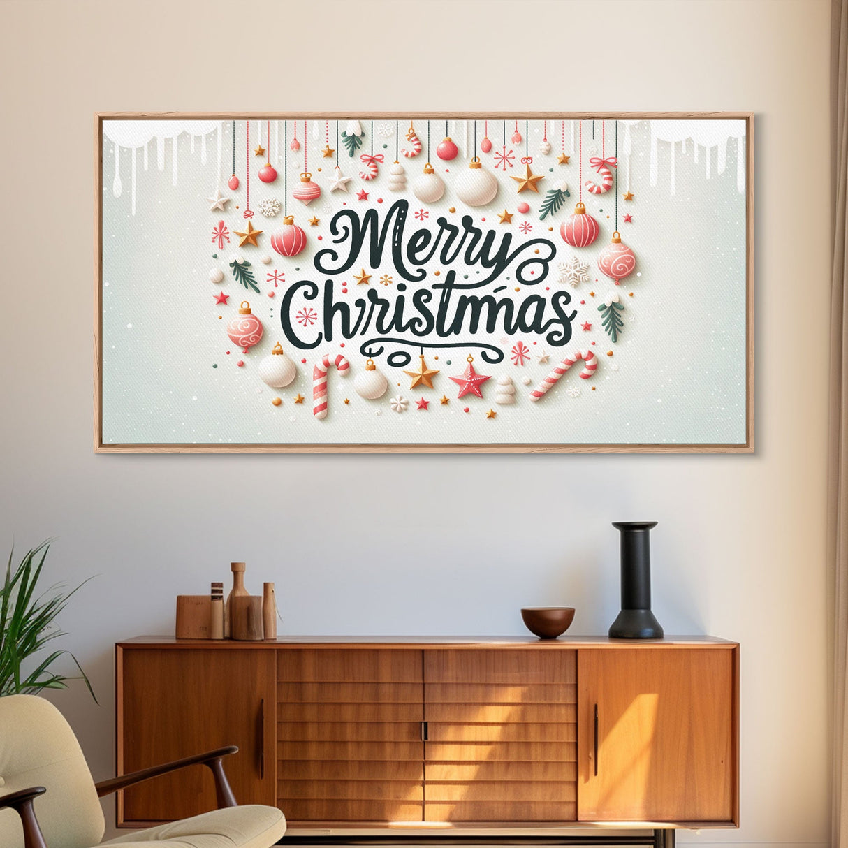 Merry Christmas Sign - Christmas Decor - Framed Canvas Print Sign - Canvas Sign - Xmas Decor -  Holiday Decor