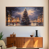 Christmas Village Winter Wonderland Wall Art Framed Canvas Print -  Christmas Wall Art - First Christmas - Christmas Tree Art Holiday Decor