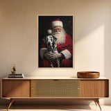 Santa and his Dalmation, Framed Canvas Print, Christmas Wall Art, Xmas Art, Christmas Art Print, Santa Decor