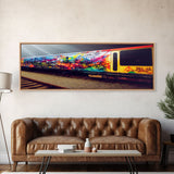 Train Box Car Graffiti Art, Extra Large Wall Art, Framed Panoramic Canvas Print, Framed Wall Decor