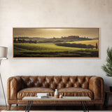 Italian Countryside at Sunset, Extra Large Wall Art, Framed Panoramic Canvas Print, Framed Wall Decor