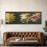 Fall Decor, Fall Leaves Panoramic Art, Extra Large Wall Art, Framed Panoramic Canvas Print, Framed Wall Art