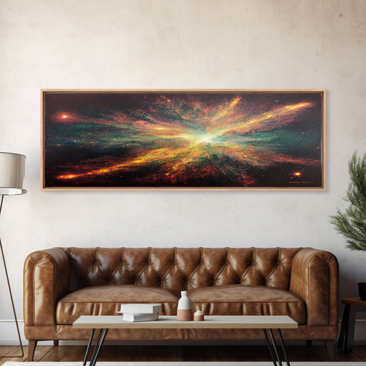 Galaxy Art, Supernova, Extra Large Wall Art, Framed Panoramic Canvas Print, Framed Wall Art