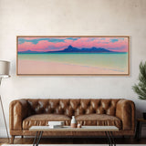 Neon Pink Beach, Cool Abstract Art, Extra Large Wall Art, Framed Panoramic Canvas Print, Framed Wall Art