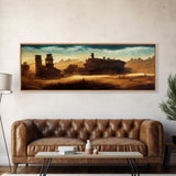 Abandoned Wild West Mining Town, Extra Large Wall Art, Framed Panoramic Canvas Print, Framed Wall Art