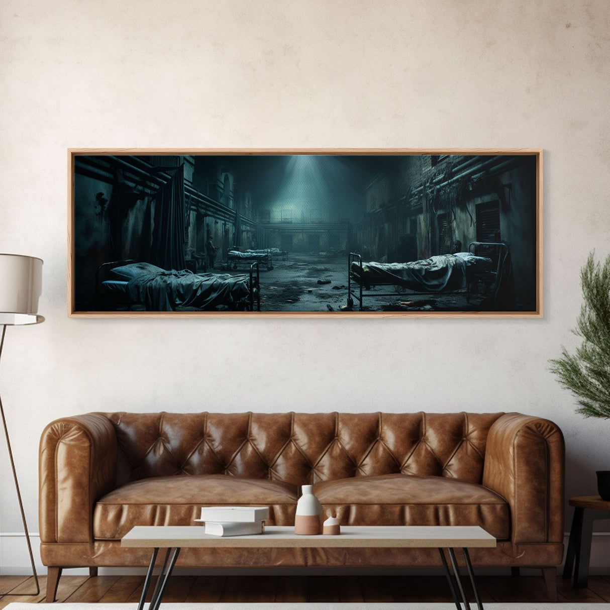 An Abandoned Insane Asylum, Canvas Print Framed Halloween Art, Spooky Decor Panoramic Halloween Art, Halloween Wall Art, Halloween Art Print