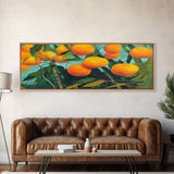 Florida Orange Trees, Abstract Art, Extra Large Wall Art, Framed Panoramic Canvas Print, Framed Wall Decor