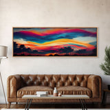 Original Impressionist Seaside Sunset Canvas Print Oil Painting On Canvas, Modern Seascape Room Wall Art Abstract Ocean & Sunshine Home Deco