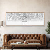 Panoramic Atlanta City Map, Georgia Art, Map Print, Minimalist Wall Art, Canvas Art, Housewarming Gift, Street Map Art, Closing Gift