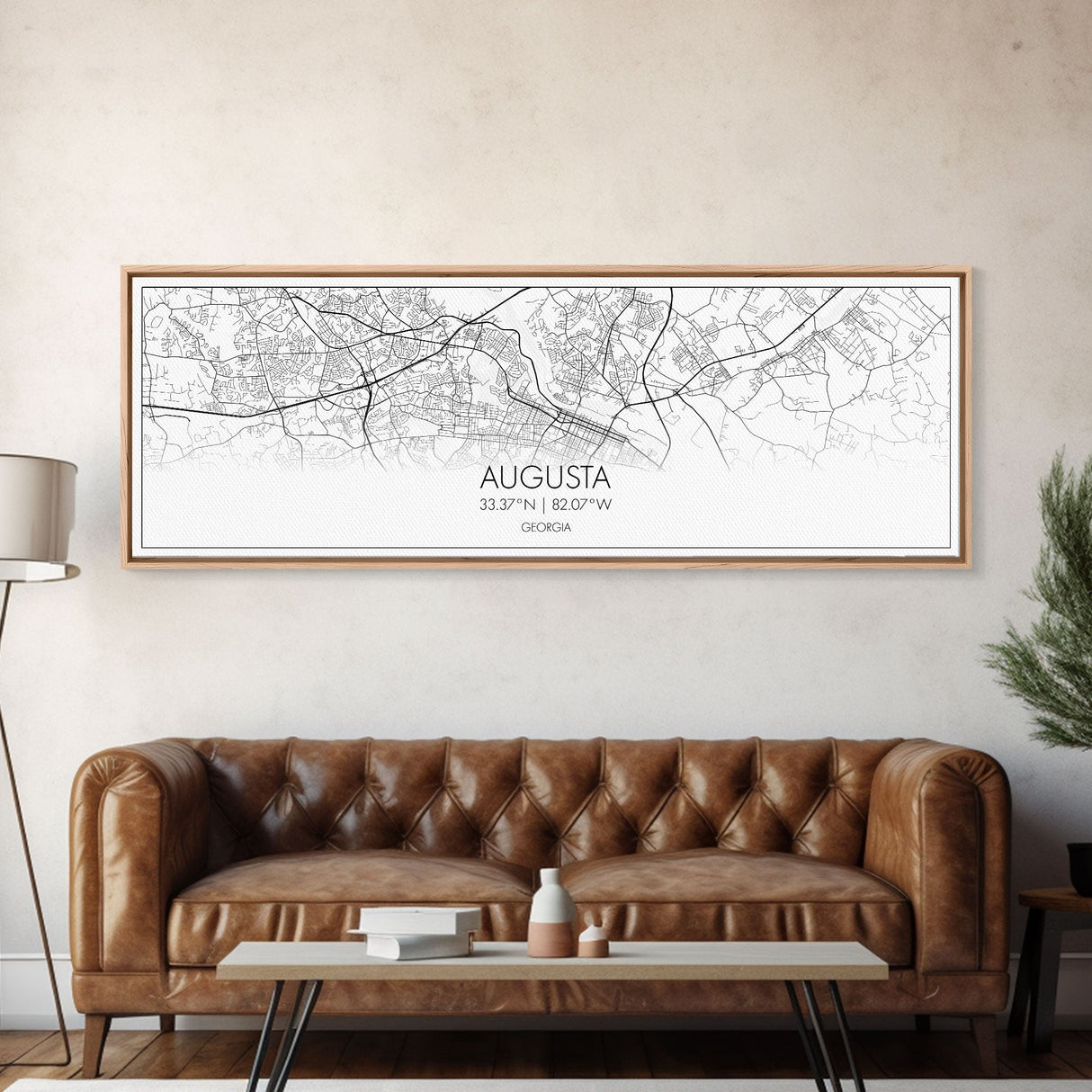 Panoramic Augusta City Map, Georgia Art, Map Print, Minimalist Wall Art, Canvas Art, Housewarming Gift, Street Map Art, Closing Gift