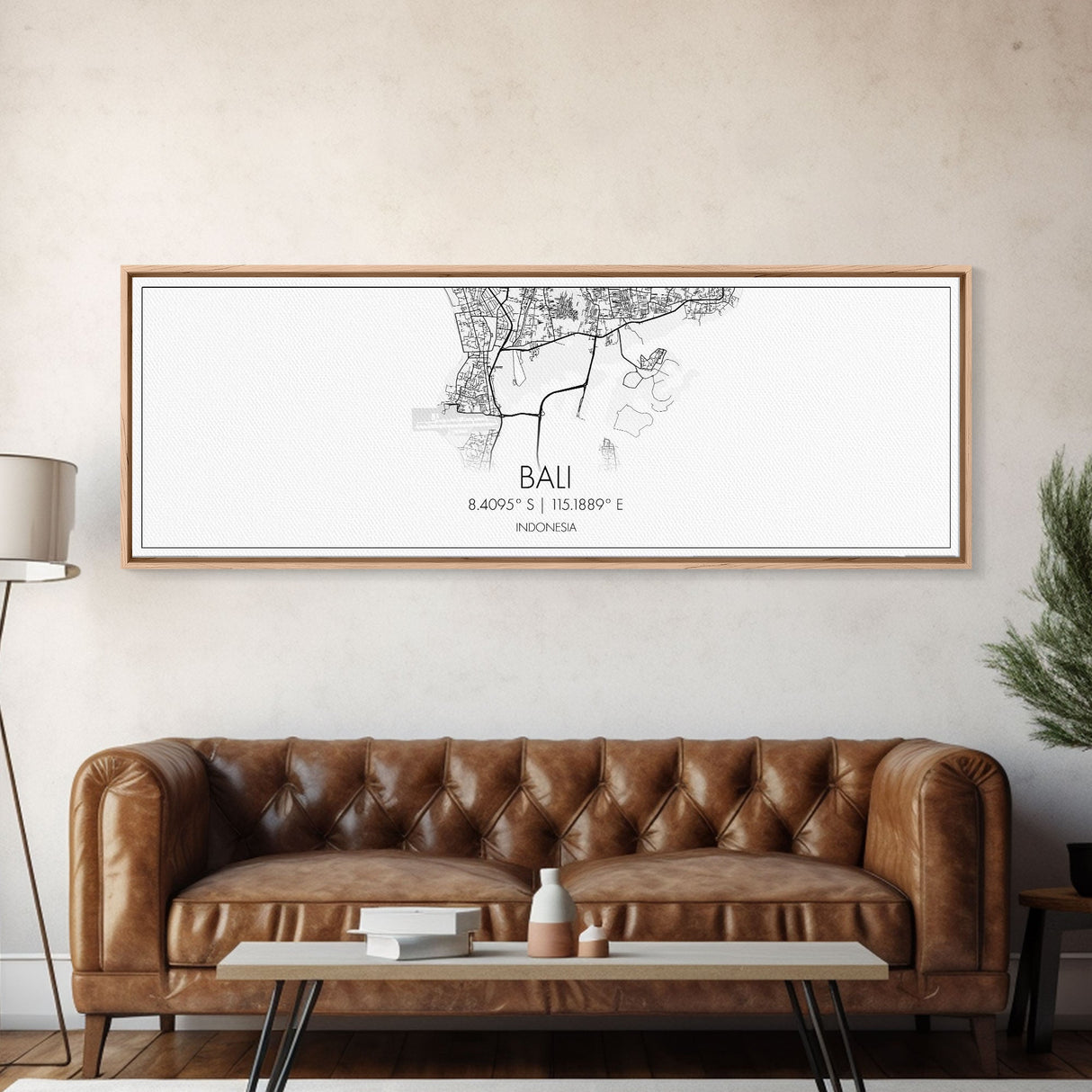 Panoramic Bali City Map, Indonesia Art, Map Print, Minimalist Wall Art, Canvas Art, Housewarming Gift, Street Map Art, Closing Gift