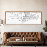 Panoramic Baton Rouge City Map, Louisiana Art, Map Print, Minimalist Wall Art, Canvas Art, Housewarming Gift, Street Map Art, Closing Gift