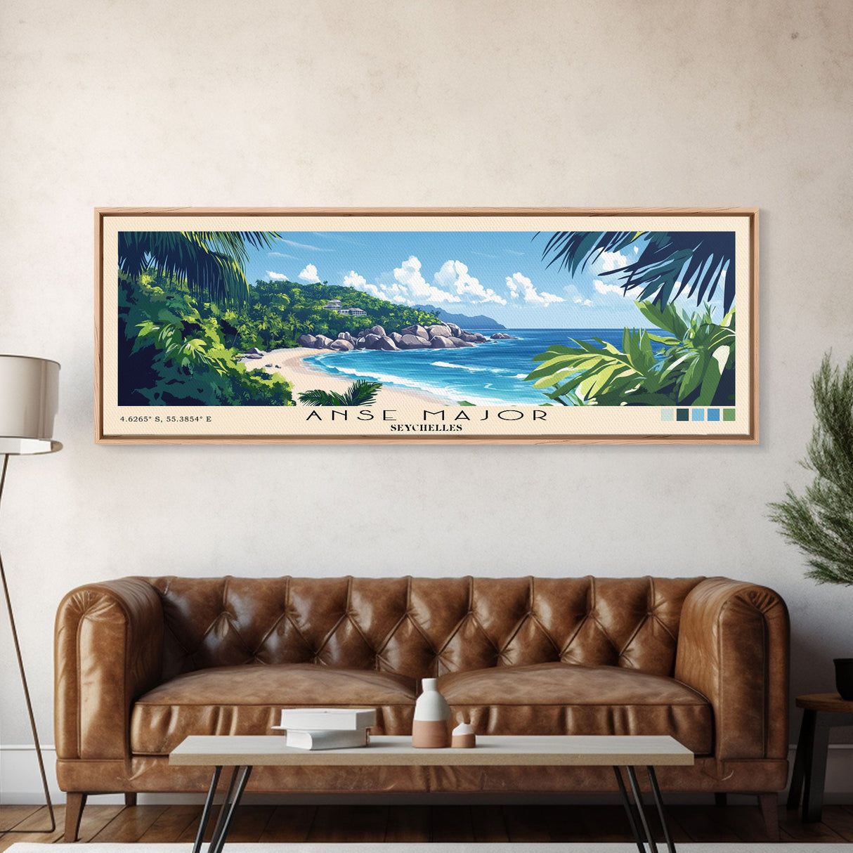 Anse Major, Seychelles Panoramic Beach Print, Vacation Gift, Seychelles Wall Art, Beach Painting, Beach Decor, Beach Painting