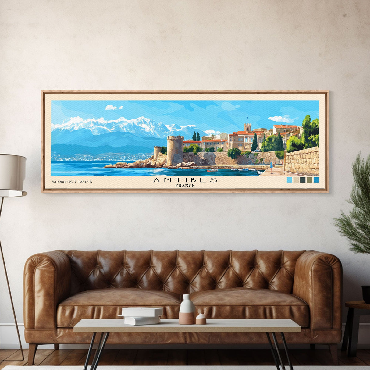 Antibes, France Panoramic Beach Print, Vacation Gift, France Wall Art, Beach Painting, Beach Decor, Beach Painting