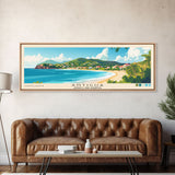 Antigua, Antigua and Barbuda Panoramic Print, Vacation Gift, Antigua and Barbuda Wall Art, Beach Painting, Beach Decor, Large Wall Art, Wood Frame Art