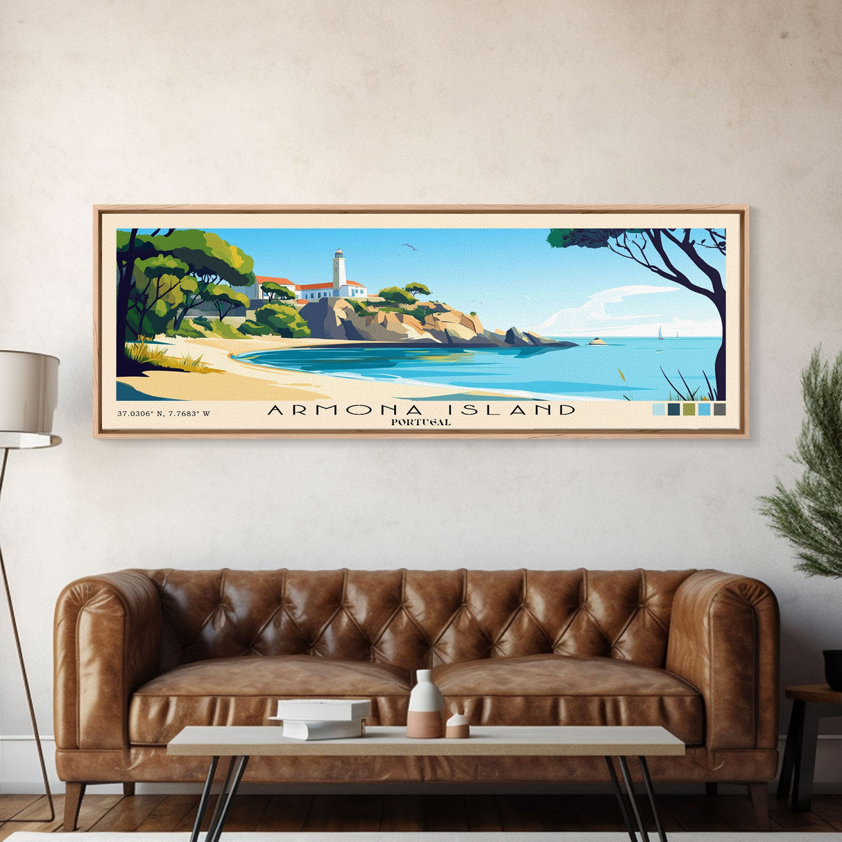 Armona Island, Portugal Panoramic Print, Vacation Gift, Portugal Wall Art, Beach Painting, Beach Decor, Beach Or Lakehouse Art