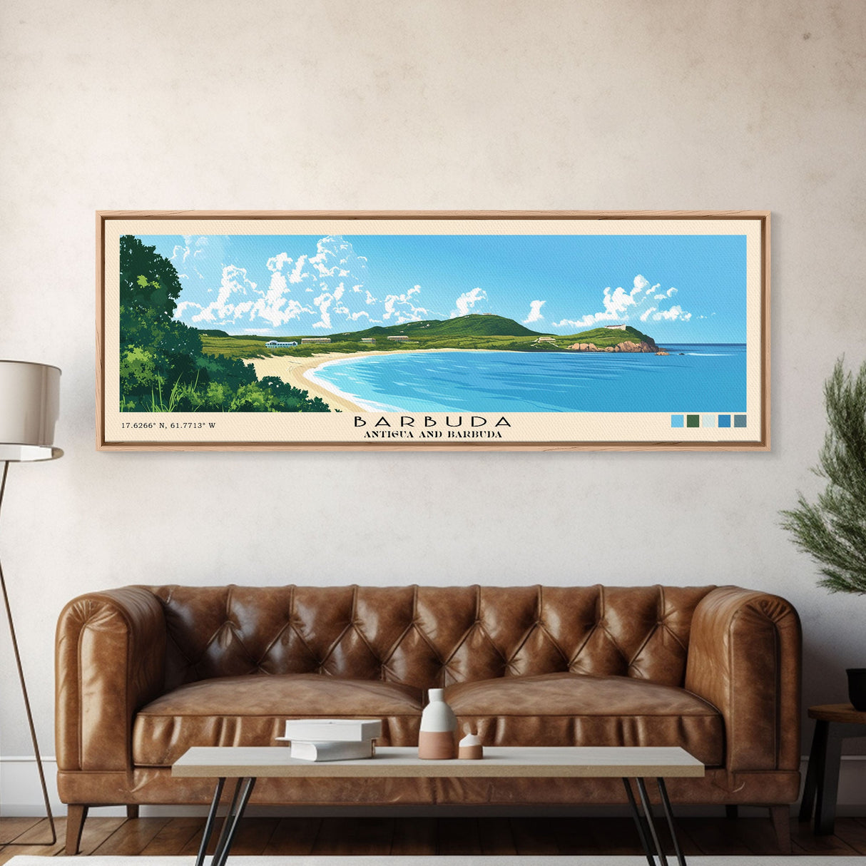 Barbuda, Antigua and Barbuda Panoramic Beach Print, Vacation Gift, Antigua and Barbuda Wall Art, Beach Painting, Beach Decor, Beach Painting