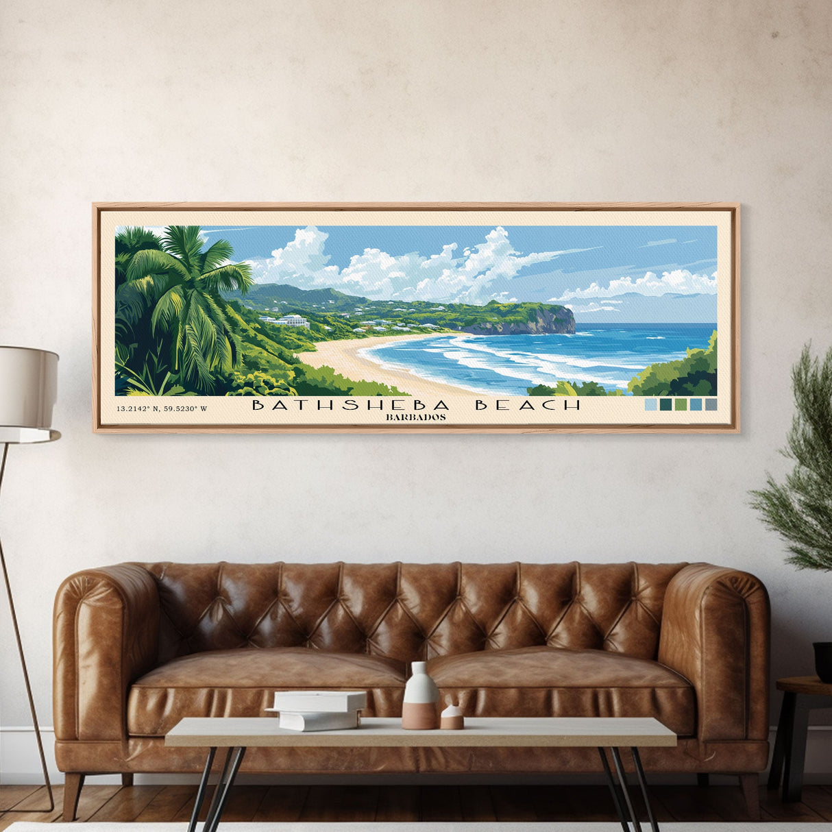 Bathsheba Beach, Barbados Panoramic Print, Vacation Gift, Barbados Wall Art, Beach Painting, Beach Decor, Beach Or Lakehouse Art