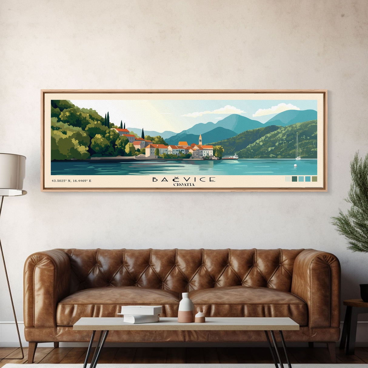 Bačvice, Croatia Panoramic Print, Vacation Gift, Croatia Wall Art, Beach Painting, Beach Decor, Beach Or Lakehouse Art