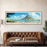 Bay of Mont Saint-Michel, France Panoramic Beach Print, Vacation Gift, France Wall Art, Framed Canvas Print, Framed Beach Painting