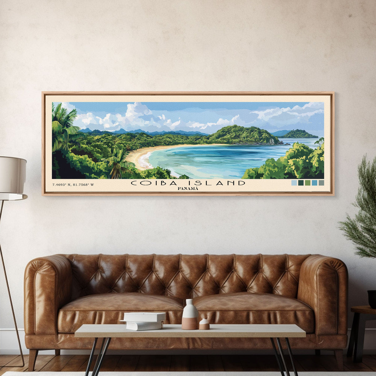 Coiba Island, Panamá Panoramic Beach Print, Vacation Gift, Panamá Wall Art, Beach Painting, Beach Decor, Beach Painting