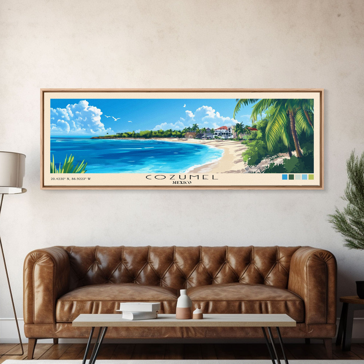 Cozumel, Mexico Panoramic Print, Vacation Gift, Mexico Wall Art, Beach Painting, Beach Decor, Beach Or Lakehouse Art