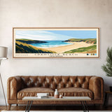 Crantock Beach, United Kingdom Panoramic Beach Print, Vacation Gift, United Kingdom Wall Art, Framed Canvas Print, Framed Beach Painting