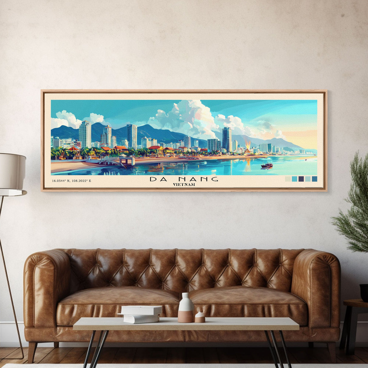 Da Nang, Vietnam Panoramic Beach Print, Vacation Gift, Vietnam Wall Art, Framed Canvas Print, Framed Beach Painting