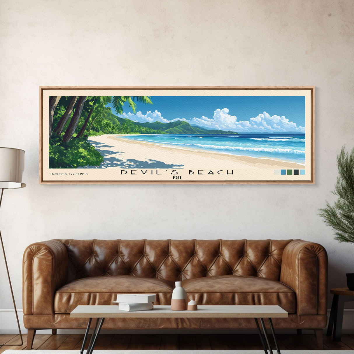 Devil’s Beach, Fiji Panoramic Print, Vacation Gift, Fiji Wall Art, Beach Painting, Beach Decor, Beach Or Lakehouse Art