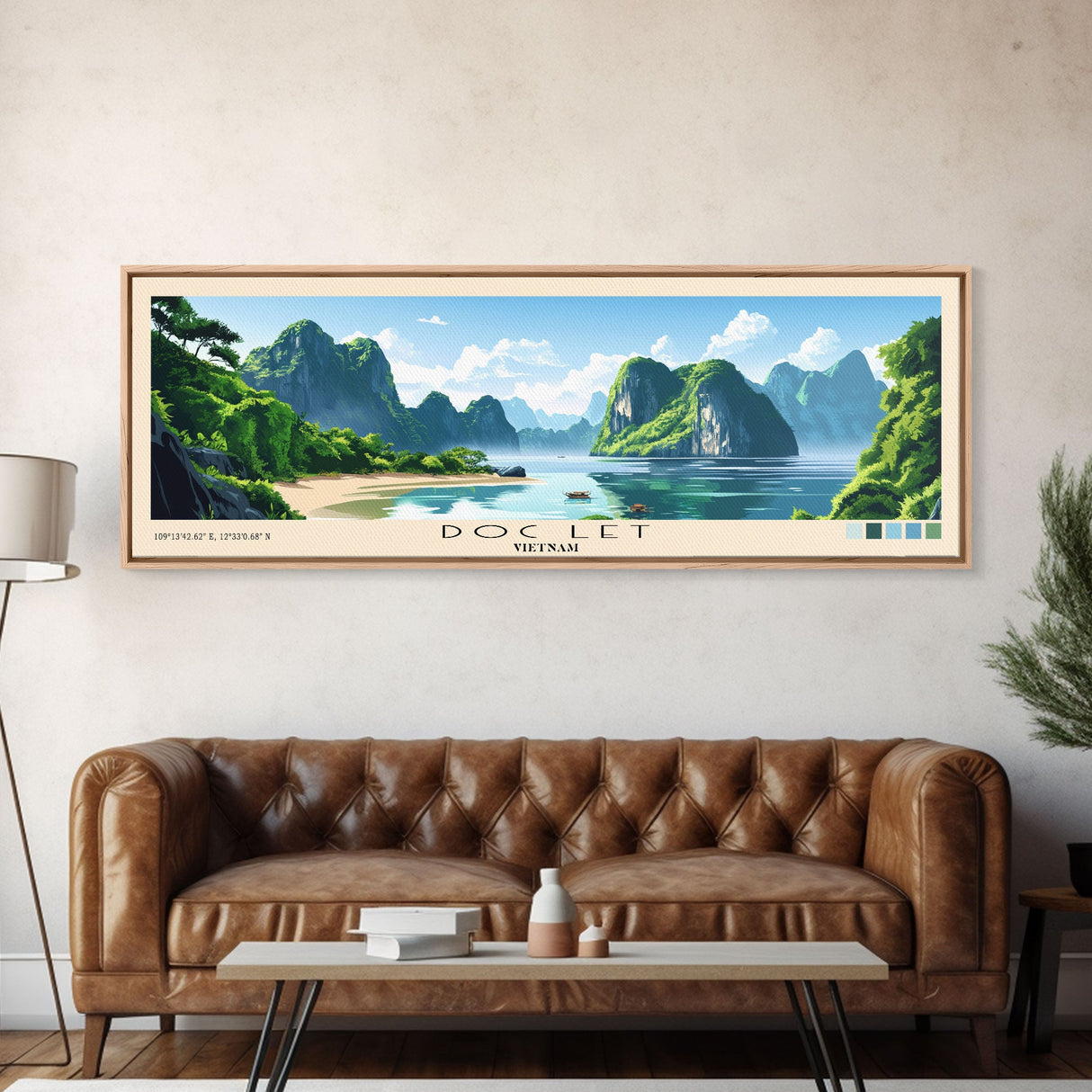 Doc Let, Vietnam Panoramic Beach Print, Vacation Gift, Vietnam Wall Art, Beach Painting, Beach Decor, Beach Painting